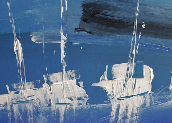 WRECKED AT MIDNIGHT SHIPYARD BLUES. Original abstract seascape painting.