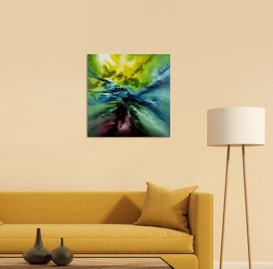 Deepest forest, 60x60 cm, Deep edge, Original abstract painting, oil on canvas