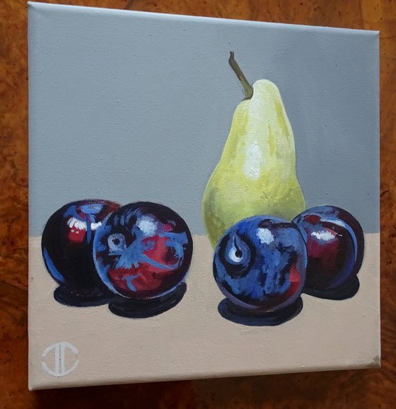 Still Life Pear And Plums