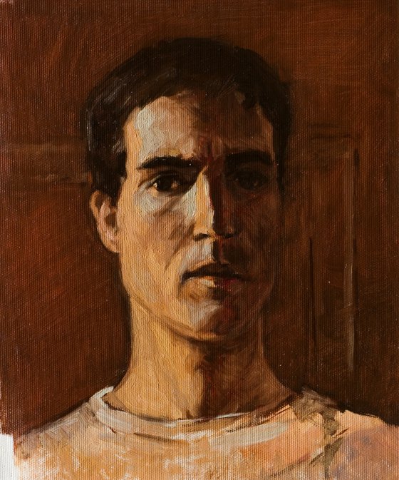 modern portrait from life model in the mirror (selfportrait)