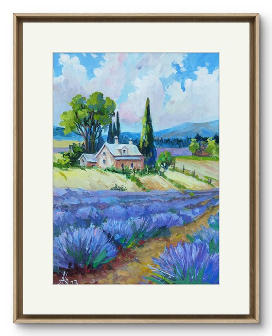 Lavender Field Gouache Art
