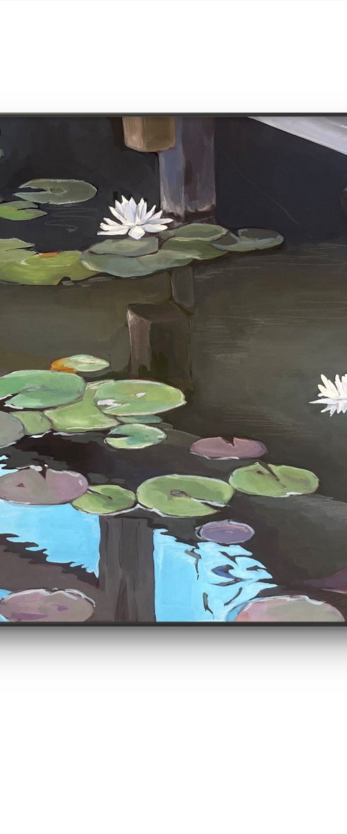 Under the bridge. Water lilies by Guzel Min