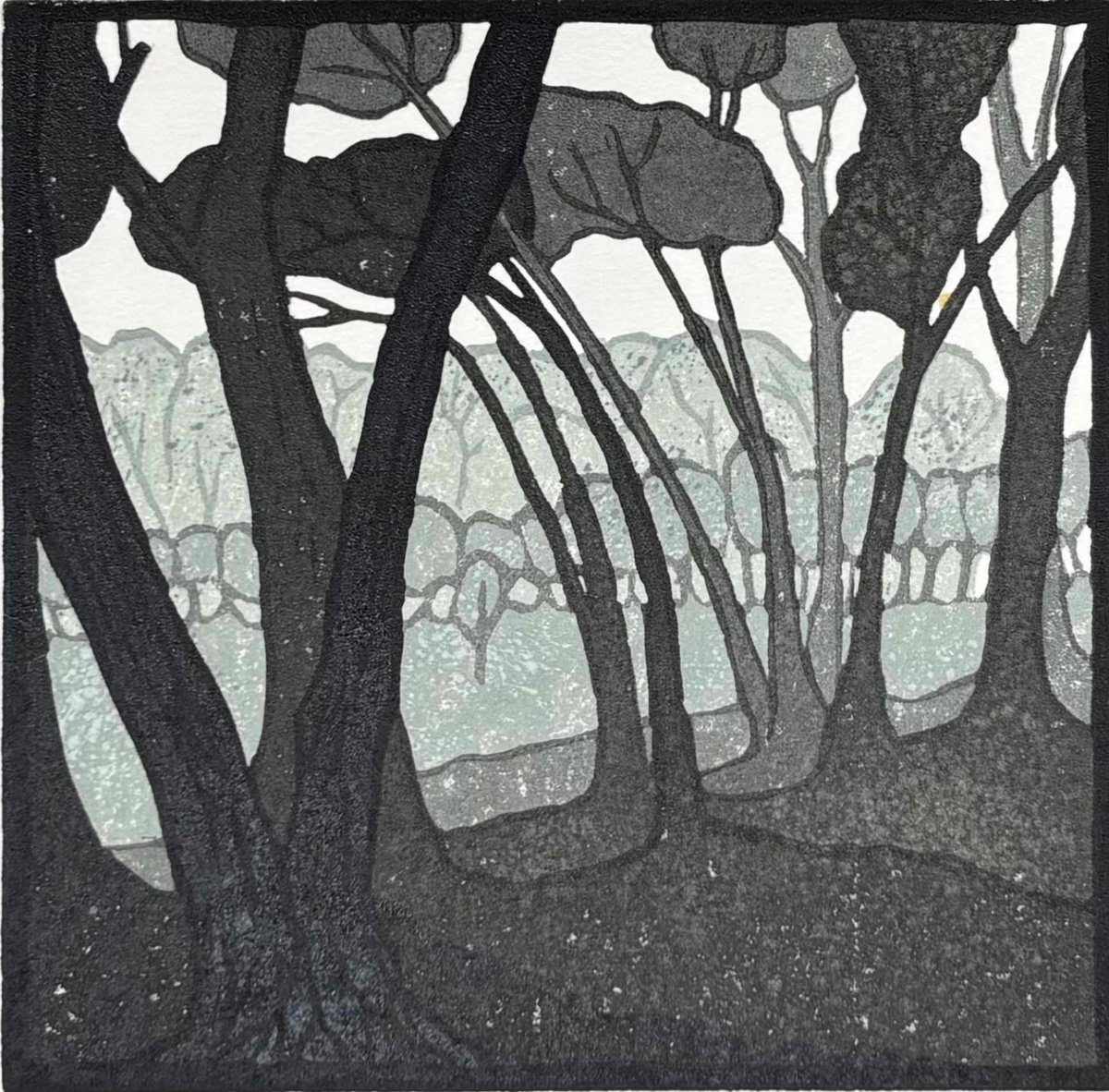 Impressionistic Linocut , Retreat - Mini Linocut Print By C Staunton, 6 X 6, Artwork For Sale On Artfinder