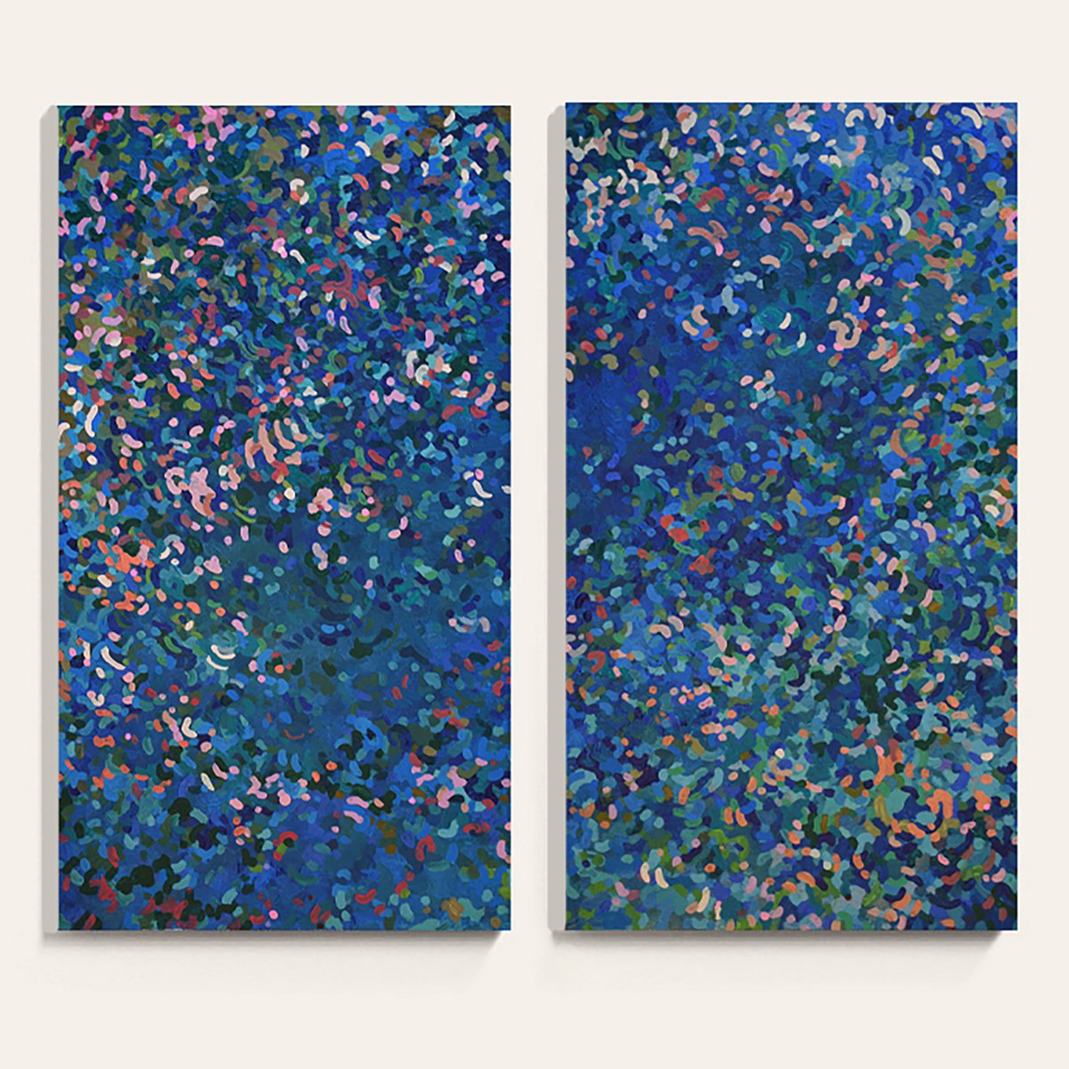 PAIR- Floating on the Surface I & II.32 x 18" = 32 x 36 by Margaret Juul