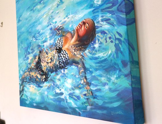 Tranquillity. Swimmer paining