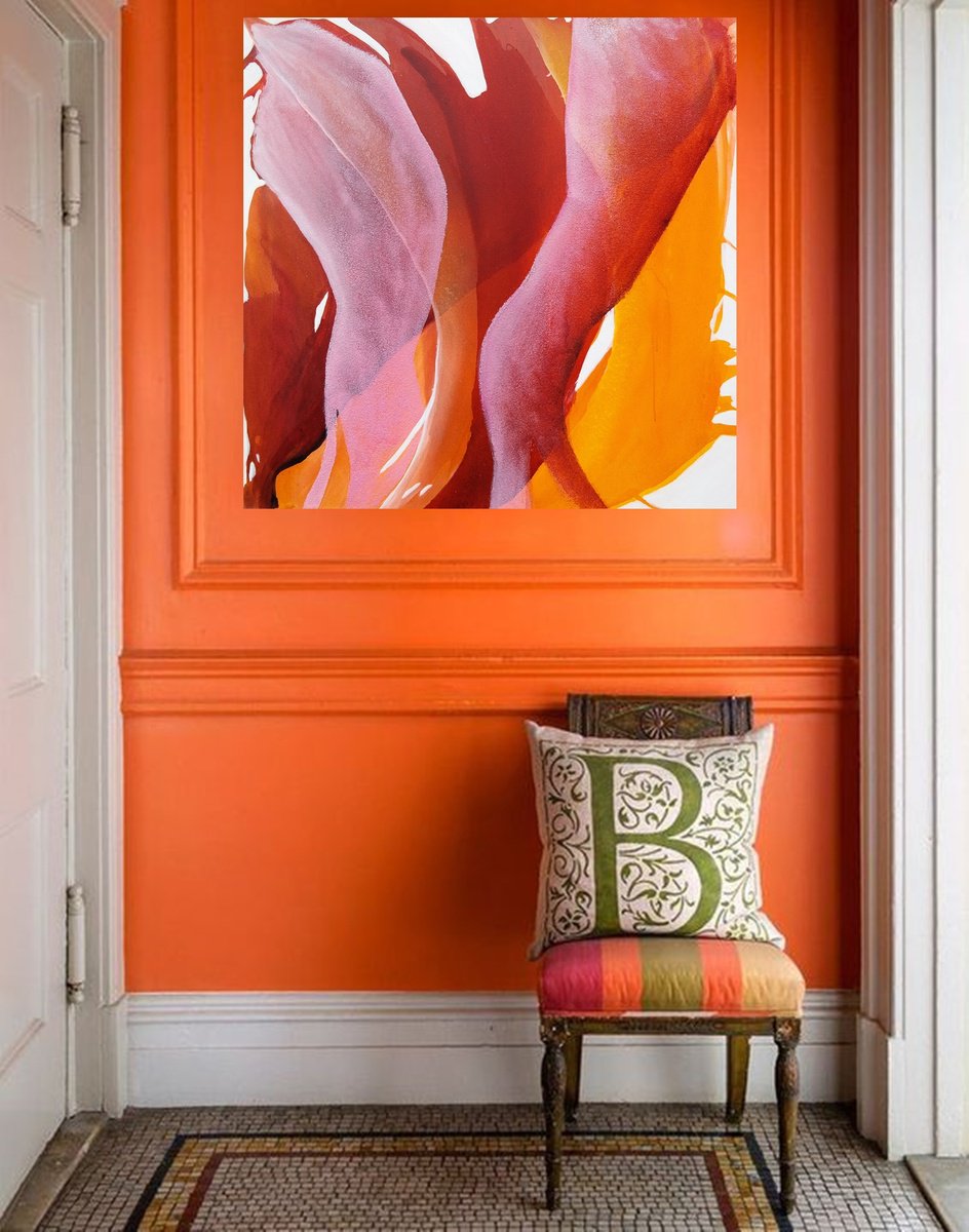 Impressionistic Abstract Acrylic Painting By Danijela Dan, 31 X 31, Wild Roses, Original Artwork