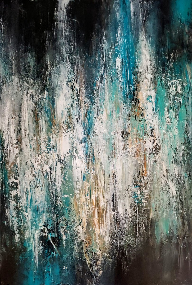 Abstract Painting By Alexandra Petropoulou, 20 X 28, Citylights, Original Artwork