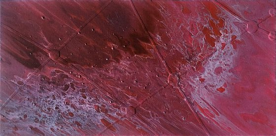 "Crimson Tide" - Original Abstract PMS Fluid Acrylic Painting - 24 x 12 inches