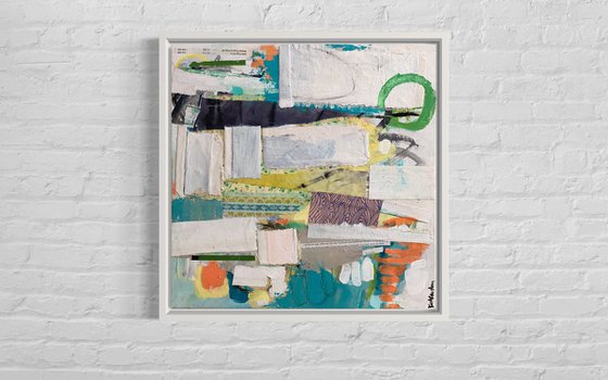 Sincerely - Colorful energetic contemporary abstract collage art painting