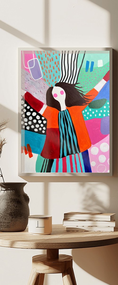 Dancing Woman in Bold Colors by Sasha Robinson