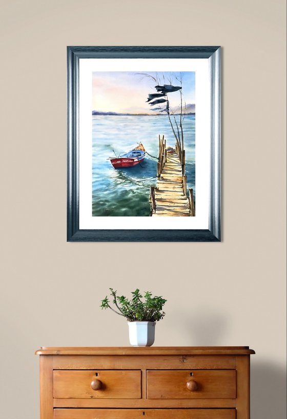 Tomorrow back to sea, original watercolour