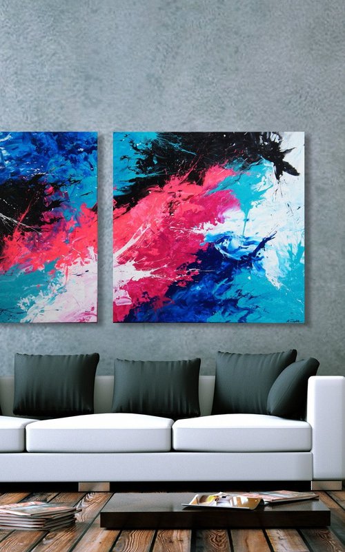 Color Storm IV Diptych by Ansgar Dressler