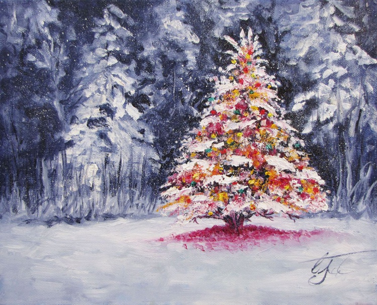 Christmas Tree 1 Oil Painting By Christine Gaut Artfinder