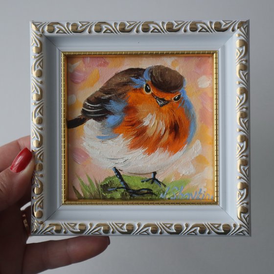 Robin Oil Painting 4x4