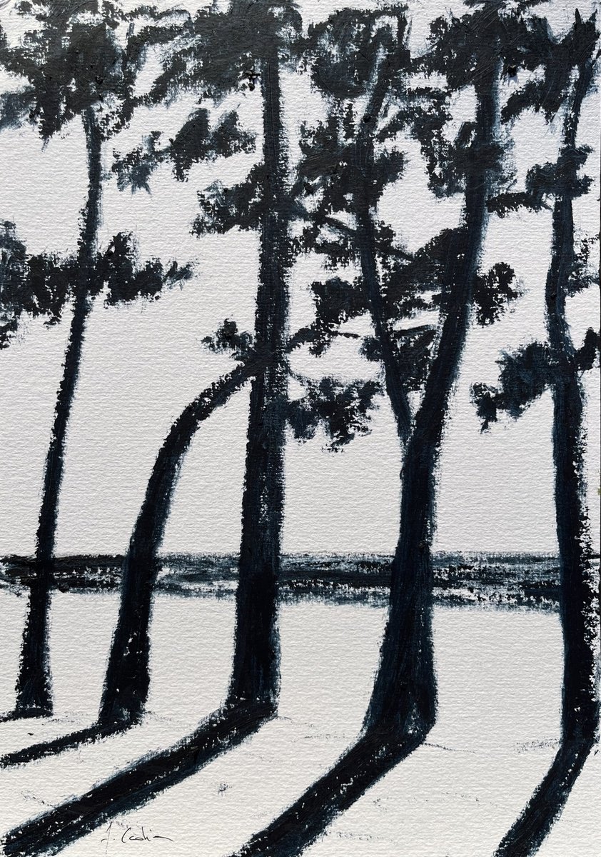 Expressive Oil Painting , Cap Coz - Indigo Oil Stick By Cadiou Frederic, 9 X 13, Artwork For Sale On Artfinder