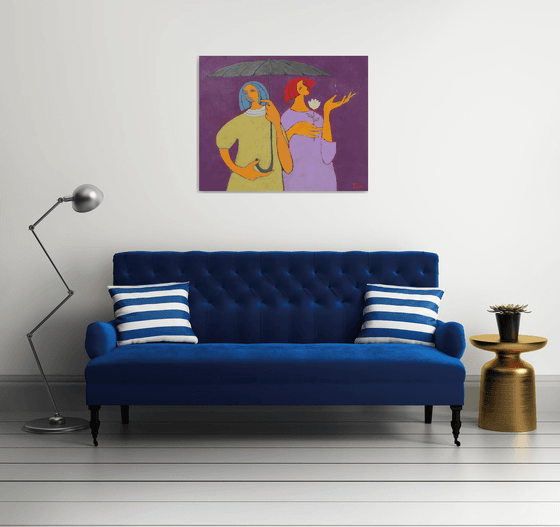 Two under an umbrella.