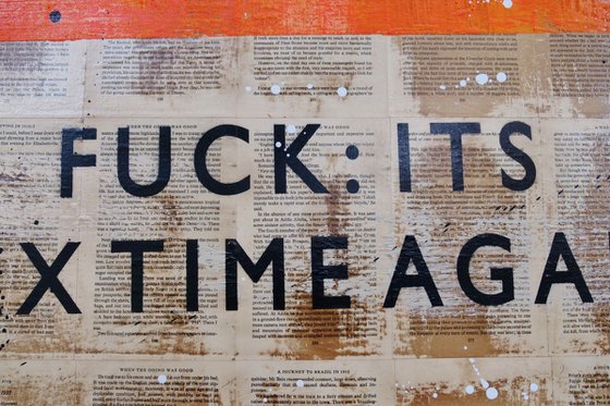 Fuck It's Tax Time 140cm x 100cm Orange Book Page Urban Pop Art