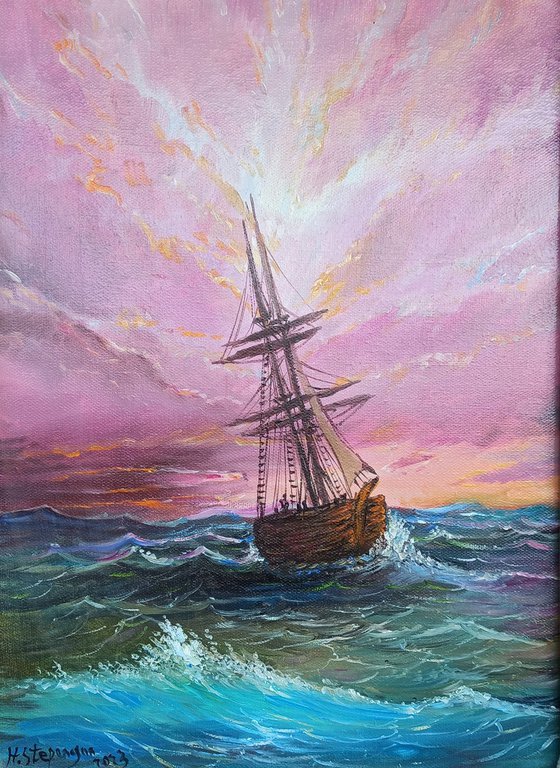 Boat (24X30cm, oil painting, ready to hang)