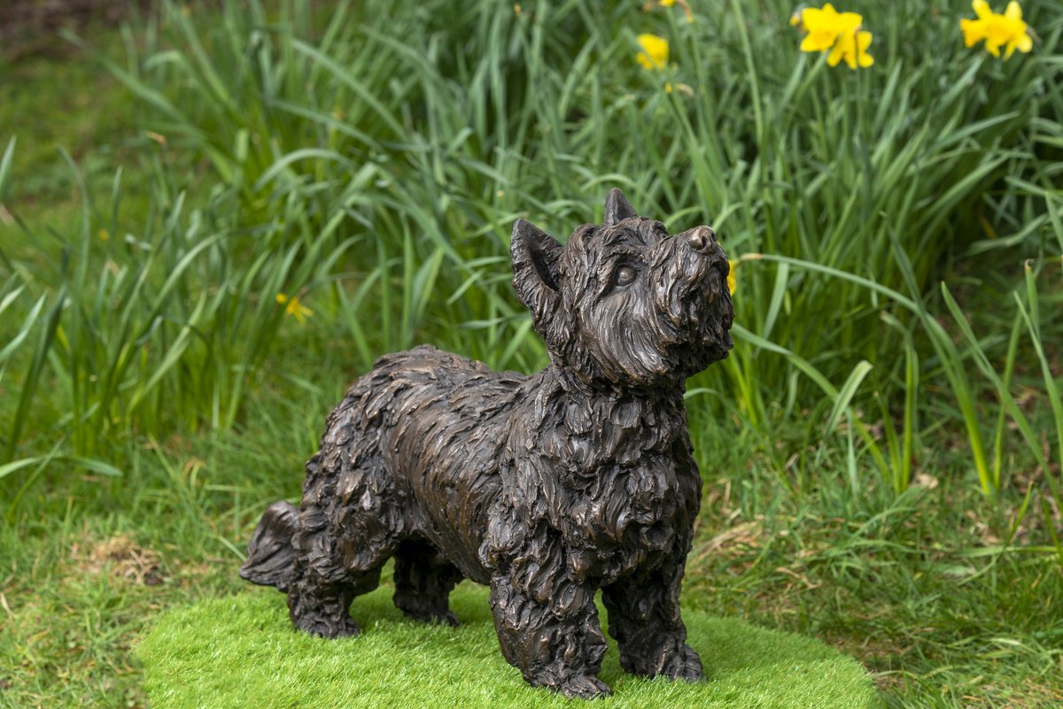 Animal Bronze Sculpture By Tanya Russell, 19 X 13", Yorkshire Terrier (Br), Original Artwork
