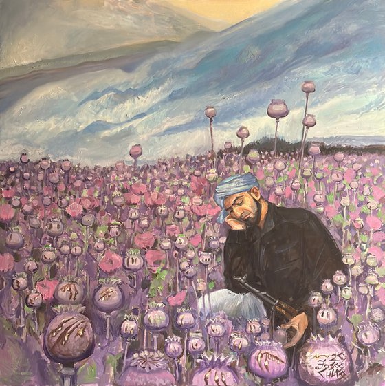 Man in Poppy Field