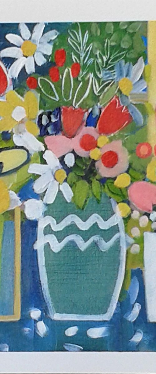 Three Vases of Summer Flowers II by Jan Rippingham