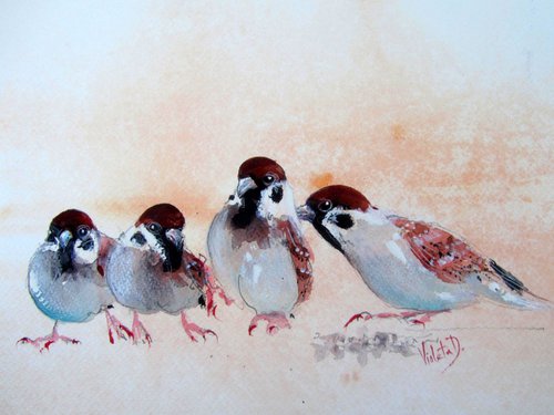 A Gang of Chickadees by Violeta Damjanovic-Behrendt