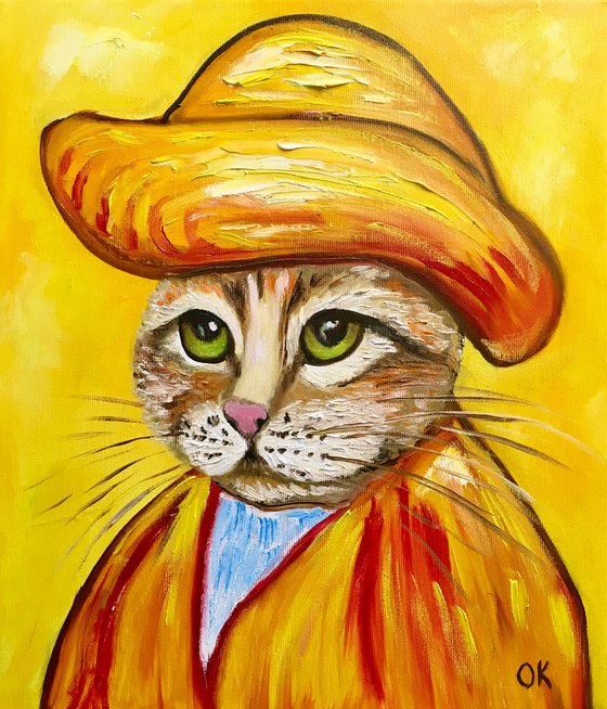 Cat, Vincent Van Gogh inspired by his self-portrait.