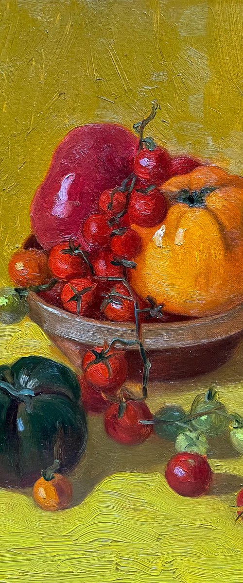 Still life with tomatoes by Elina Arbidane