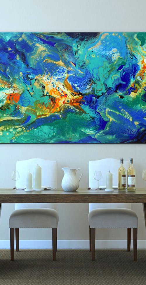 Greek Summer - large modern abstract painting art by Areti Ampi
