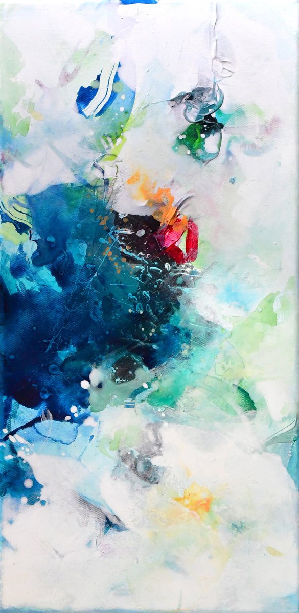 Abstract Acrylic Painting By Kirsten Handelmann, 12 X 24", Mooring, Original Artwork