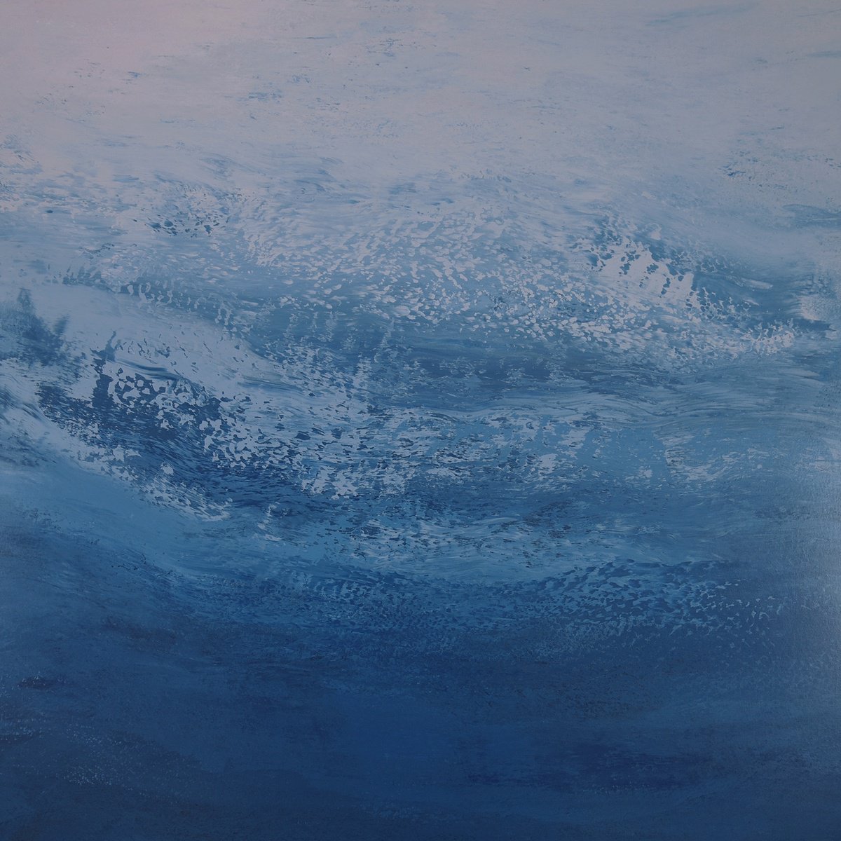 Expressive Abstract Acrylic Painting By Suzanne Vaughan, 40 X 40", Moody Blue, Original Artwork