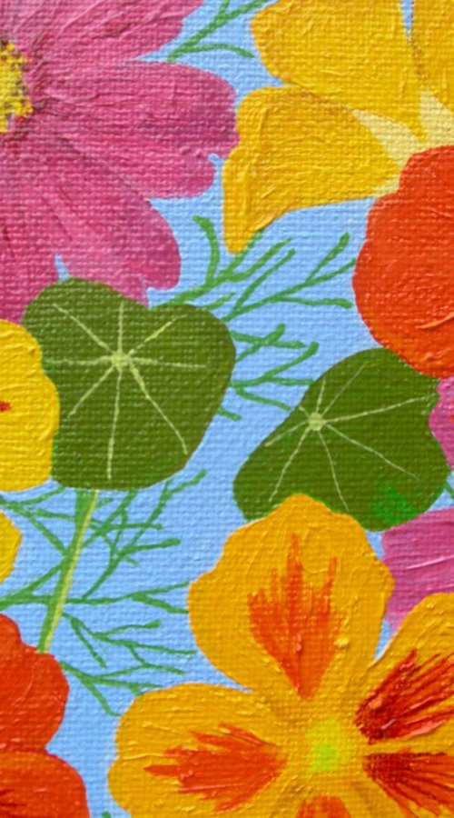 Cosmos and Nasturtiums by Ruth Cowell