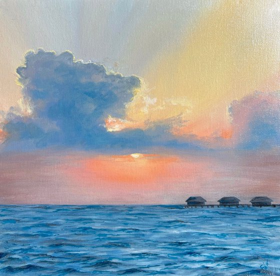 Hawaiian sunset hand-painted Oil Painting