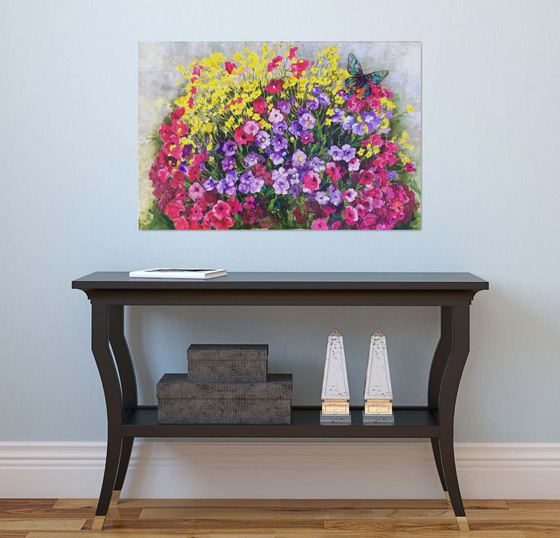 Summer flowers and butterfly
