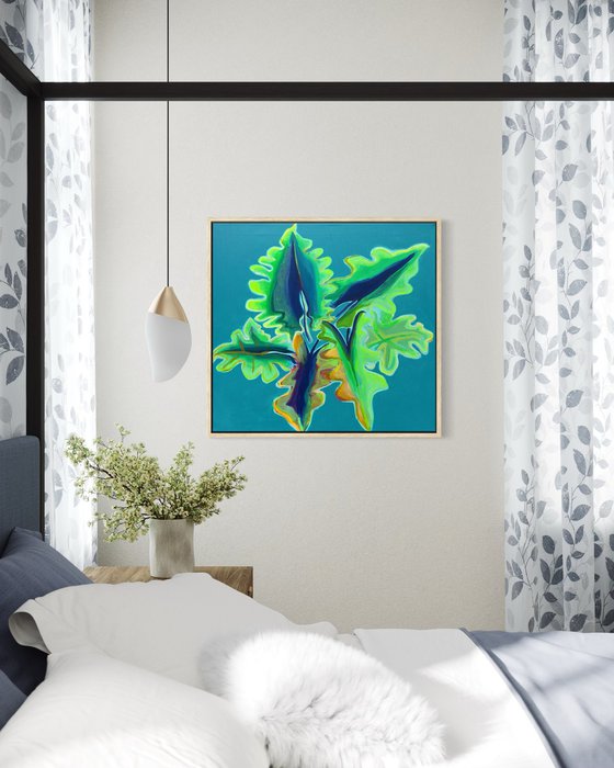 Blue and Green Alocasia Study
