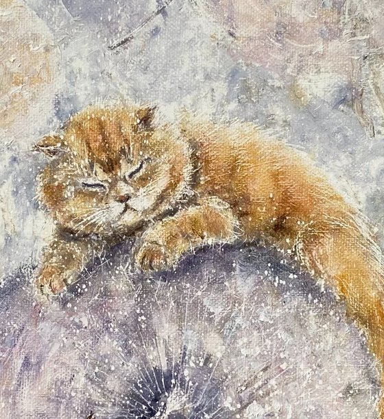 Sleeping Cat on a Dandelion