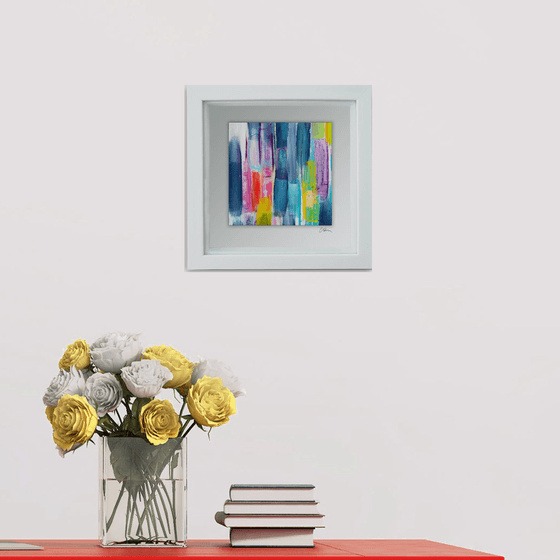 Framed ready to hang original abstract  - colours #6