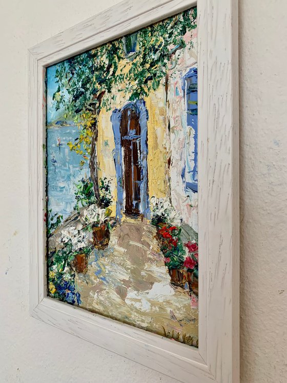 Terrace decorated with flowers