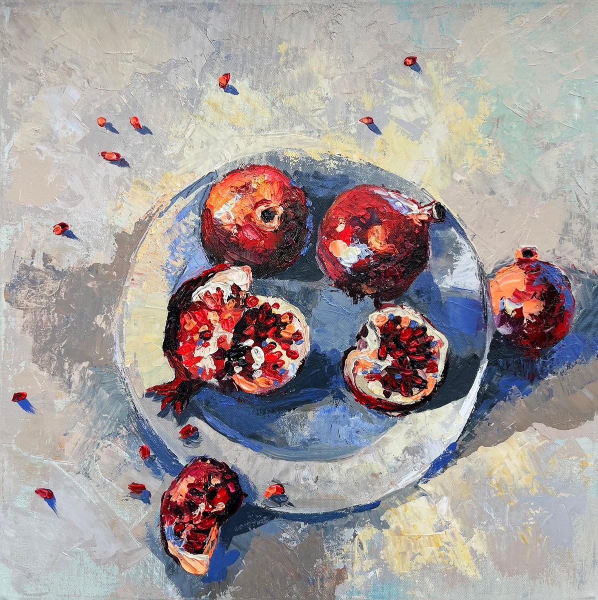 Late Autumn Pomegranates By Maria Kireev, 20 X 20, Artwork For Sale On Artfinder
