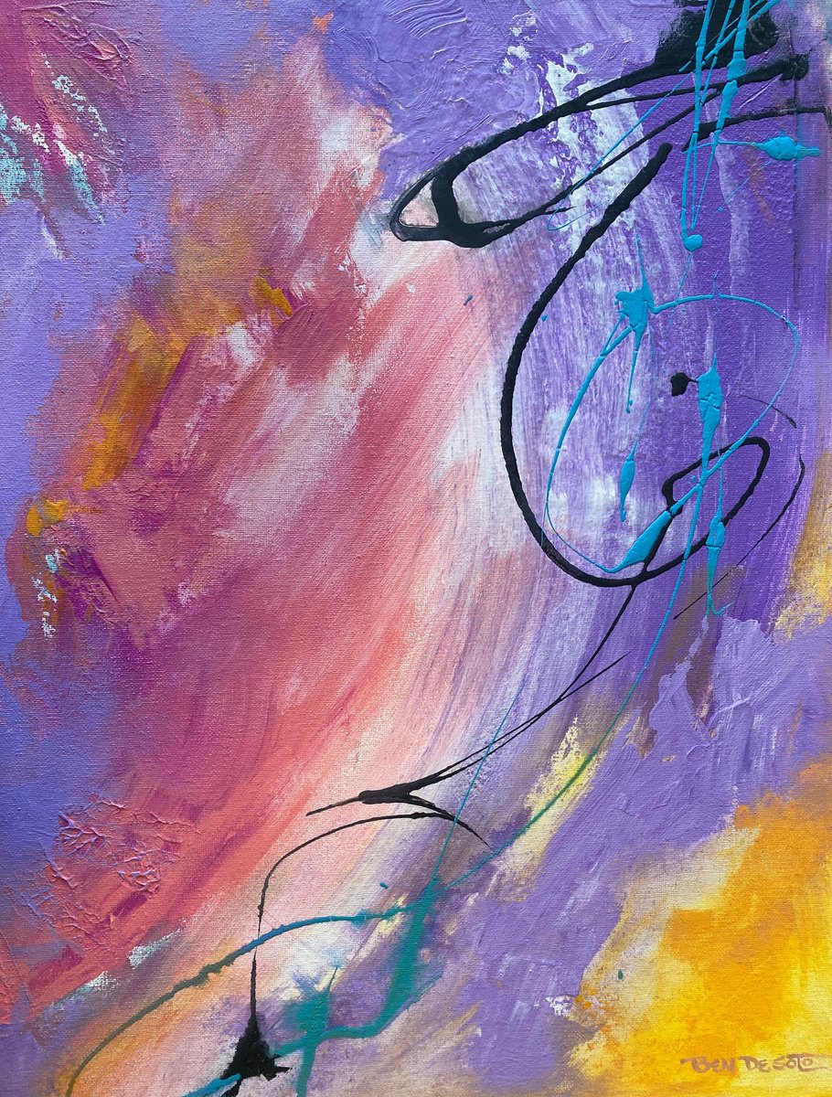 Abstract Acrylic Painting By Ben De Soto, 16 X 20, Abstract Qq2, Original Artwork