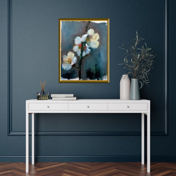 Cherry Blossom Delight- Original Oil Painting on Paper - Fine Art Floral Decor Botanical Artwork for Your Home