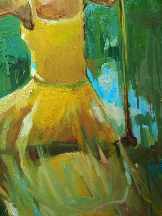 Woman in yellow... original oil painting Wall art décor