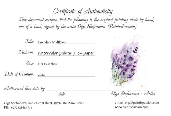 Lavender - wildflower (1 of 2) - Original Watercolor Painting