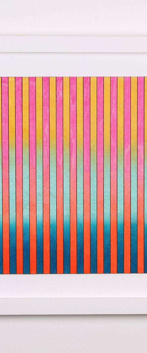 Yellow, Turqouise, Red Gradient Stripes by Amelia Coward