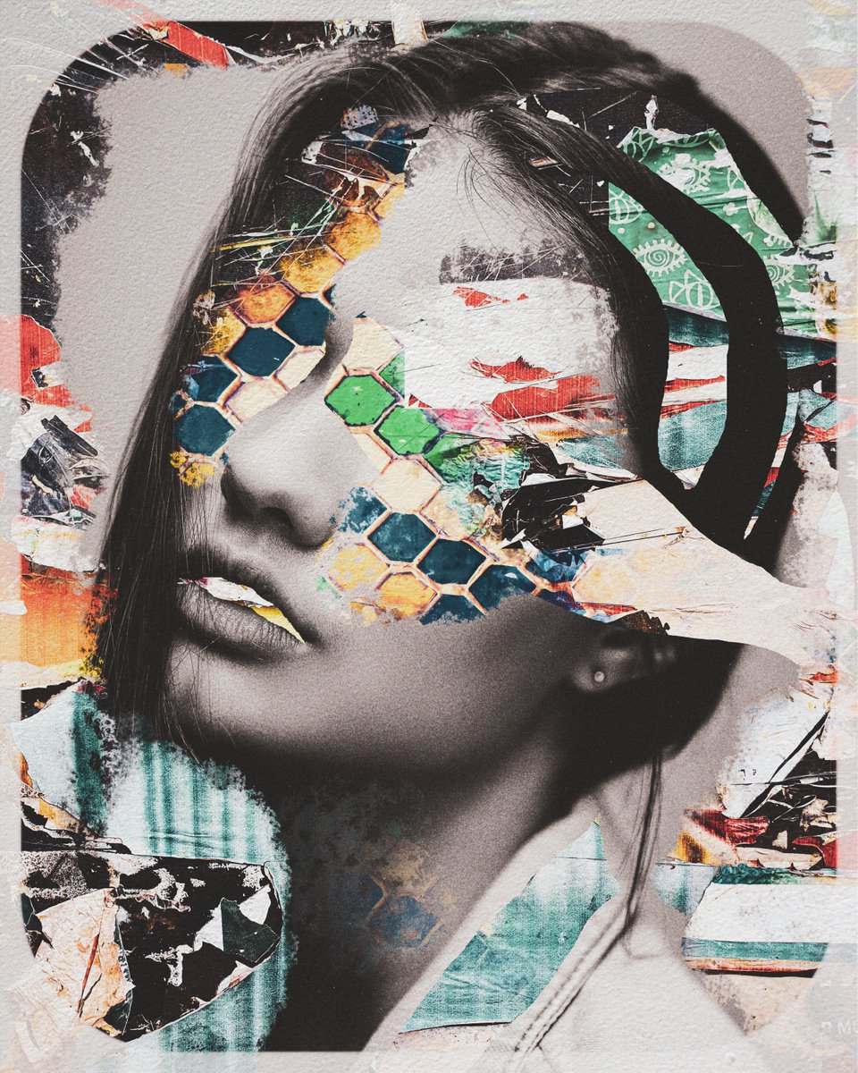 Art collage collection Vol 6. Art portrait on canvas by Elmira Namazova