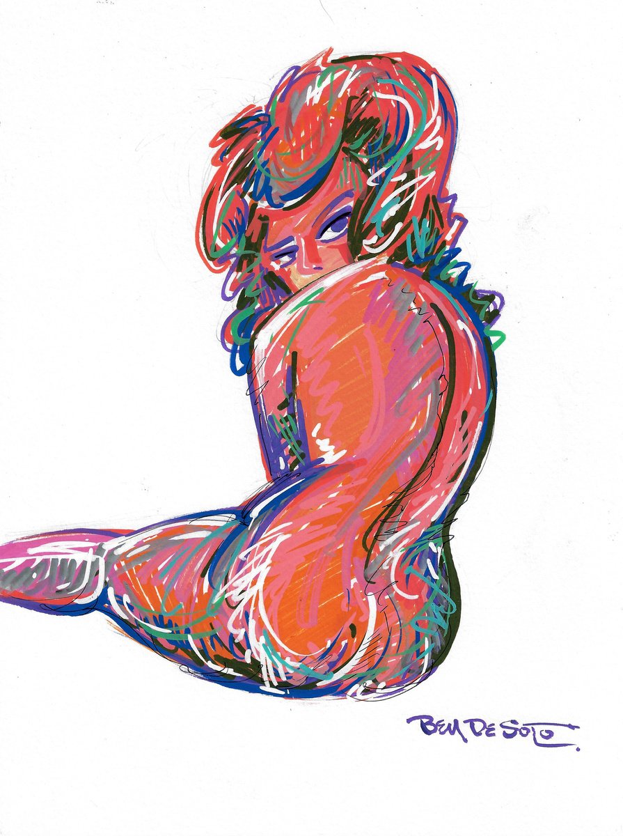 Portrait Acrylic Painting By Ben De Soto, 9 X 12, Females Back, Original Artwork