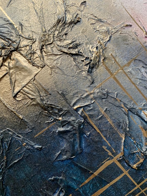Indigo pink gold textured