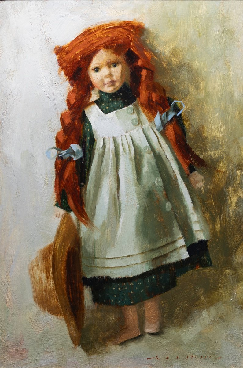 Impressionistic Portrait Oil Painting By Rostyslav Malysh, 12 X 18", Porcelain Doll, Original Artwork