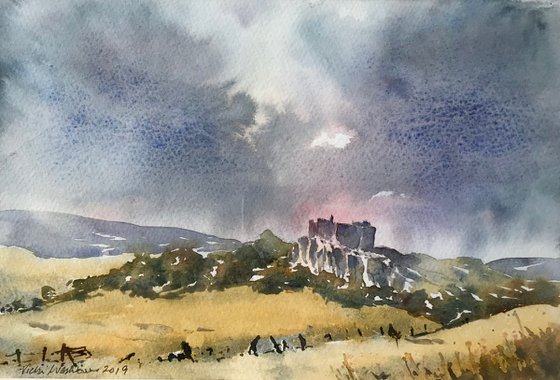 Stormy skies over Carreg  Cennen castle