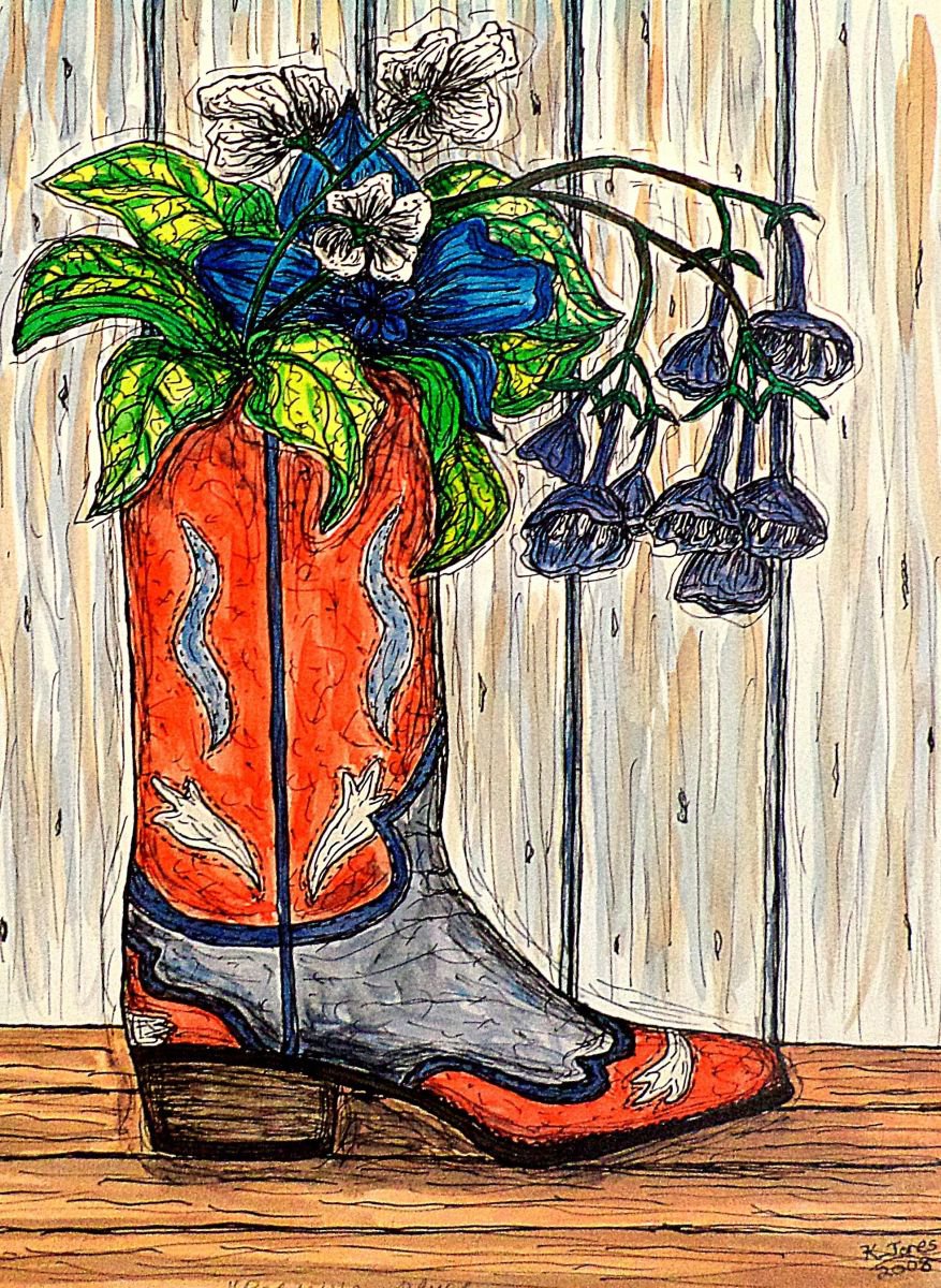 Impressionistic Still Life Watercolour By Kim Jones Miller, 8 X 10", Red,White And Blue, Original Artwork